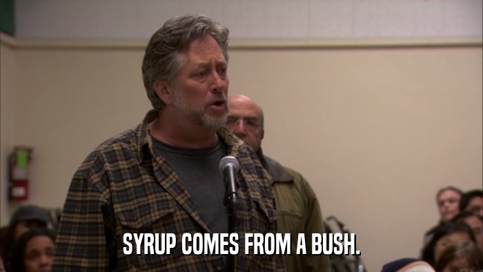 SYRUP COMES FROM A BUSH.  