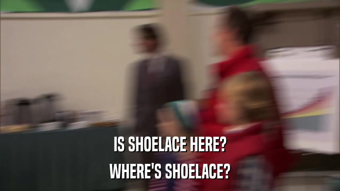 IS SHOELACE HERE? WHERE'S SHOELACE? 