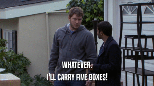 WHATEVER. I'LL CARRY FIVE BOXES! 