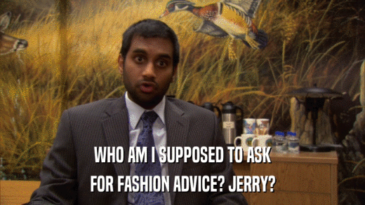 WHO AM I SUPPOSED TO ASK FOR FASHION ADVICE? JERRY? 