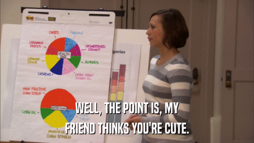 WELL, THE POINT IS, MY FRIEND THINKS YOU'RE CUTE. 