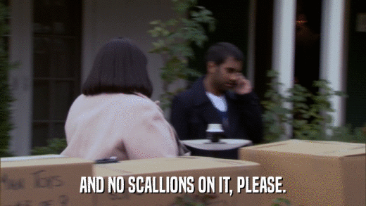 AND NO SCALLIONS ON IT, PLEASE.  