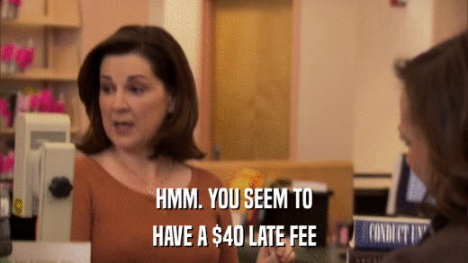 HMM. YOU SEEM TO HAVE A $40 LATE FEE 
