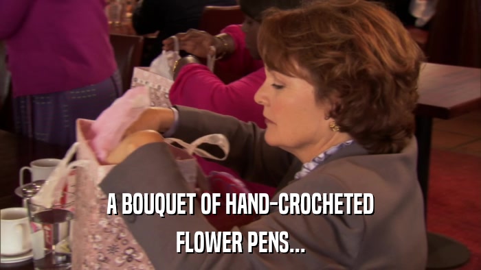 A BOUQUET OF HAND-CROCHETED FLOWER PENS... 