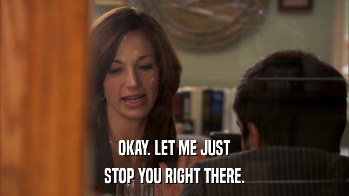OKAY. LET ME JUST STOP YOU RIGHT THERE. 