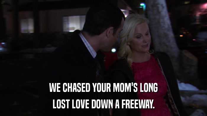 WE CHASED YOUR MOM'S LONG LOST LOVE DOWN A FREEWAY. 