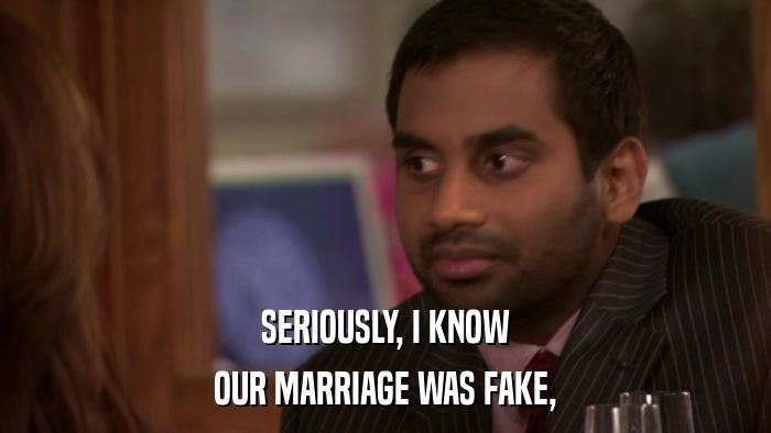 SERIOUSLY, I KNOW OUR MARRIAGE WAS FAKE, 