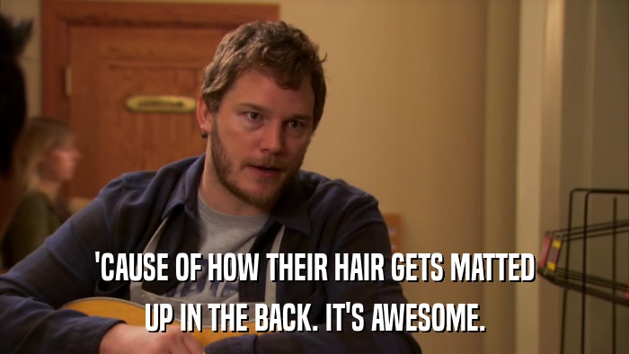 'CAUSE OF HOW THEIR HAIR GETS MATTED UP IN THE BACK. IT'S AWESOME. 