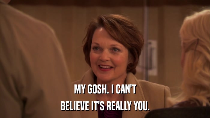 MY GOSH. I CAN'T BELIEVE IT'S REALLY YOU. 