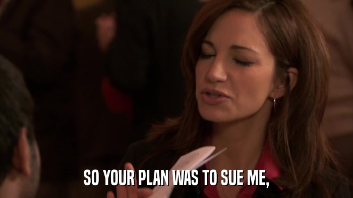 SO YOUR PLAN WAS TO SUE ME,  