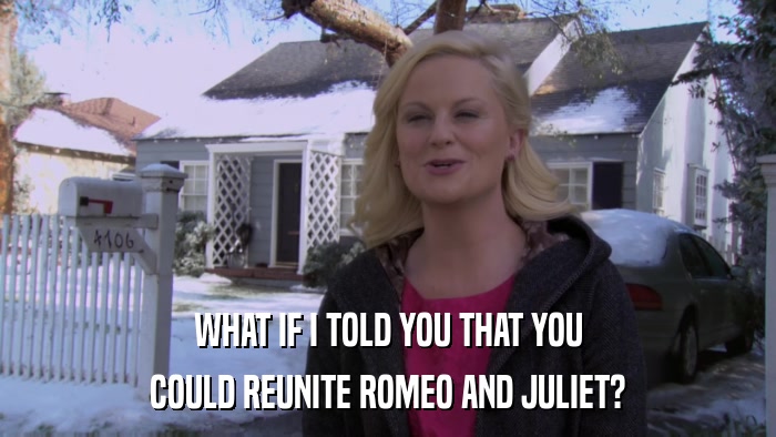 WHAT IF I TOLD YOU THAT YOU COULD REUNITE ROMEO AND JULIET? 