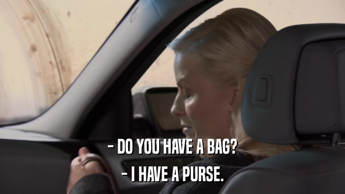 - DO YOU HAVE A BAG? - I HAVE A PURSE. 