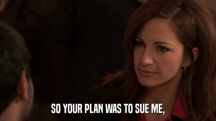 SO YOUR PLAN WAS TO SUE ME,  