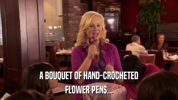 A BOUQUET OF HAND-CROCHETED FLOWER PENS... 