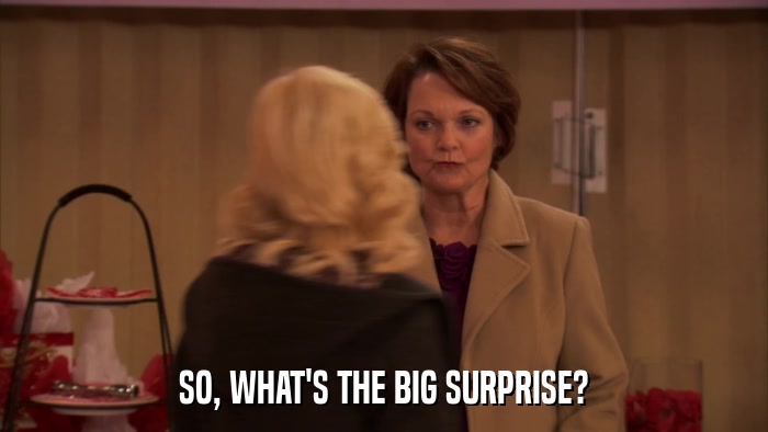 SO, WHAT'S THE BIG SURPRISE?  