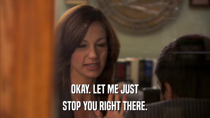OKAY. LET ME JUST STOP YOU RIGHT THERE. 