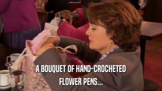 A BOUQUET OF HAND-CROCHETED FLOWER PENS... 