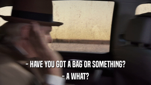 - HAVE YOU GOT A BAG OR SOMETHING? - A WHAT? 
