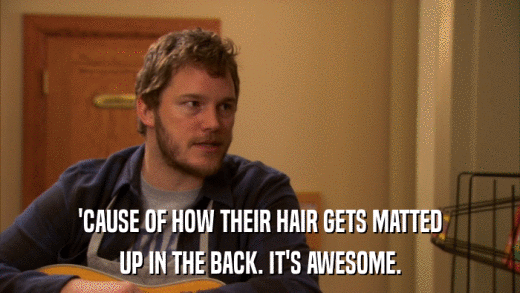 'CAUSE OF HOW THEIR HAIR GETS MATTED UP IN THE BACK. IT'S AWESOME. 