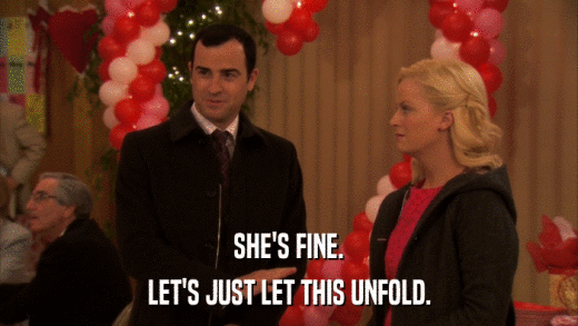 SHE'S FINE. LET'S JUST LET THIS UNFOLD. 