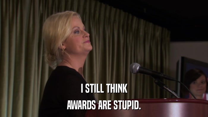 I STILL THINK AWARDS ARE STUPID. 