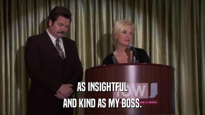 AS INSIGHTFUL AND KIND AS MY BOSS. 
