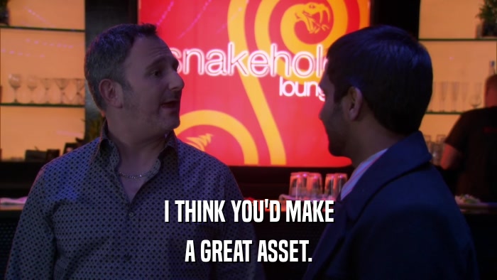 I THINK YOU'D MAKE A GREAT ASSET. 