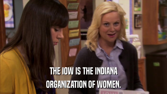 THE IOW IS THE INDIANA ORGANIZATION OF WOMEN. 