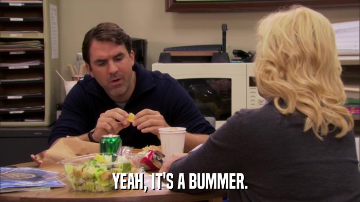 YEAH, IT'S A BUMMER.  