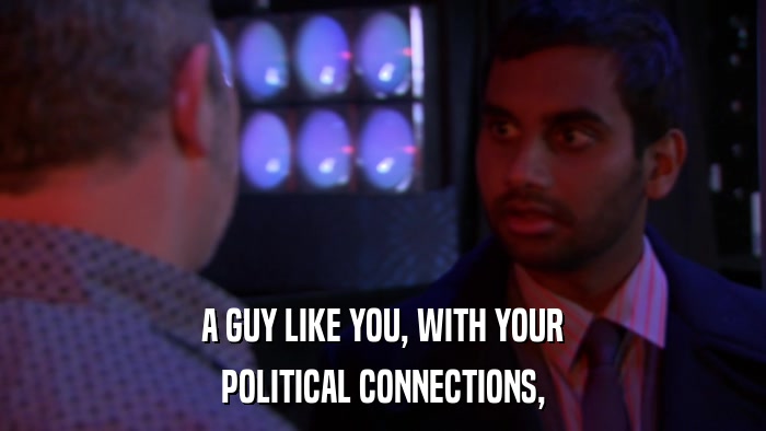 A GUY LIKE YOU, WITH YOUR POLITICAL CONNECTIONS, 