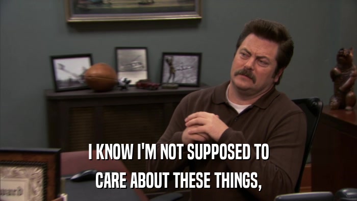 I KNOW I'M NOT SUPPOSED TO CARE ABOUT THESE THINGS, 