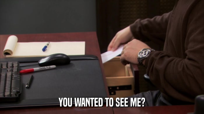 YOU WANTED TO SEE ME?  