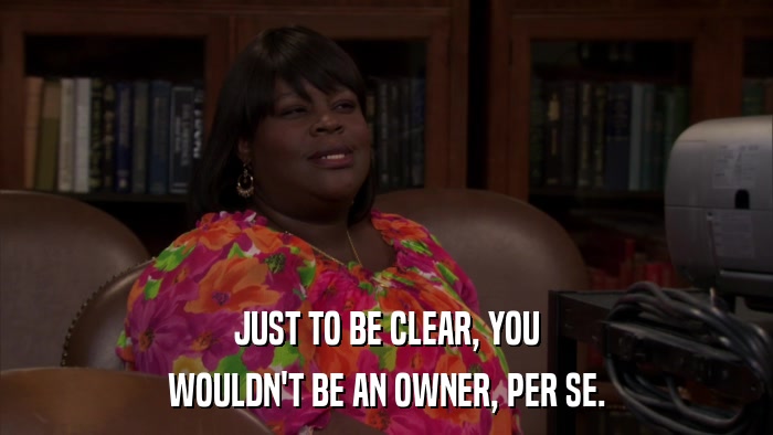 JUST TO BE CLEAR, YOU WOULDN'T BE AN OWNER, PER SE. 