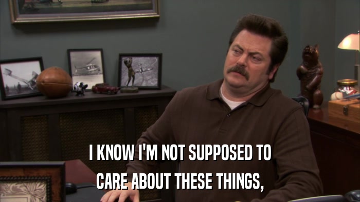 I KNOW I'M NOT SUPPOSED TO CARE ABOUT THESE THINGS, 