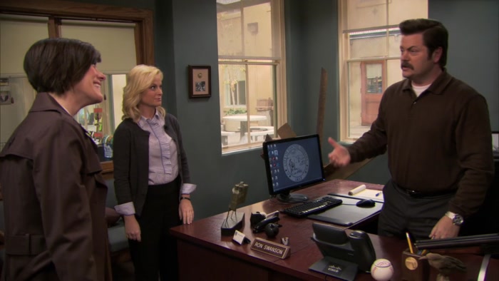 I'M WOMAN OF THE YEAR, RON SWANSON. 