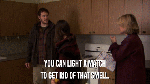 YOU CAN LIGHT A MATCH TO GET RID OF THAT SMELL. 