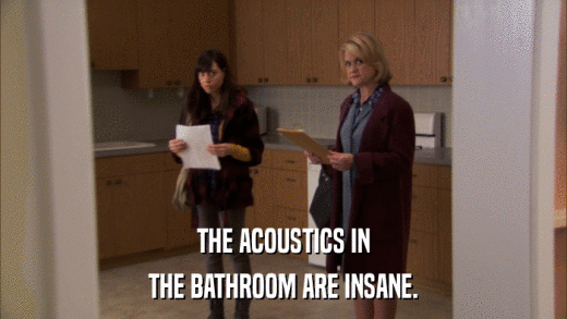 THE ACOUSTICS IN THE BATHROOM ARE INSANE. 