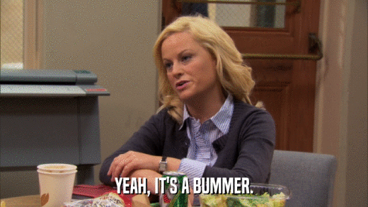 YEAH, IT'S A BUMMER.  