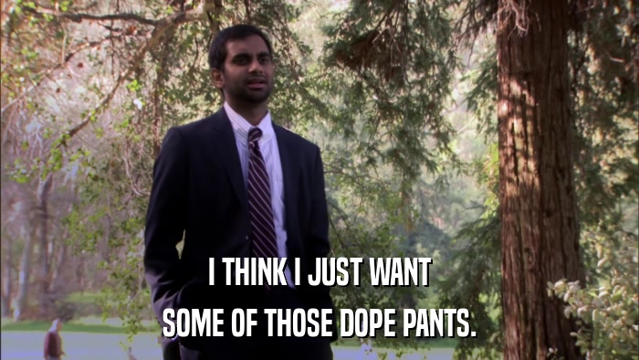 I THINK I JUST WANT SOME OF THOSE DOPE PANTS. 