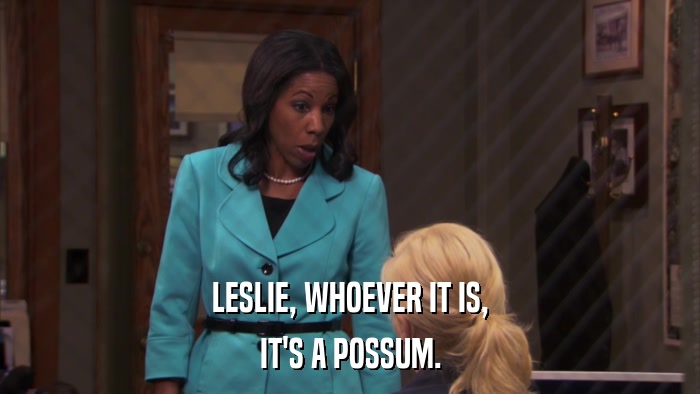 LESLIE, WHOEVER IT IS, IT'S A POSSUM. 