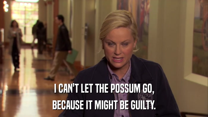 I CAN'T LET THE POSSUM GO, BECAUSE IT MIGHT BE GUILTY. 
