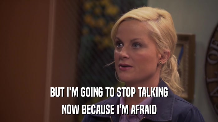 BUT I'M GOING TO STOP TALKING NOW BECAUSE I'M AFRAID 