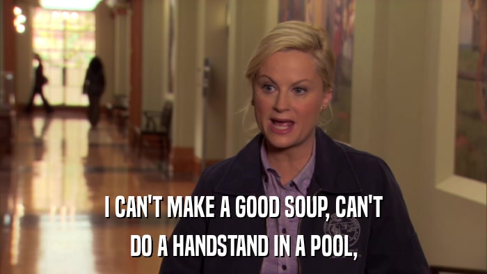 I CAN'T MAKE A GOOD SOUP, CAN'T DO A HANDSTAND IN A POOL, 