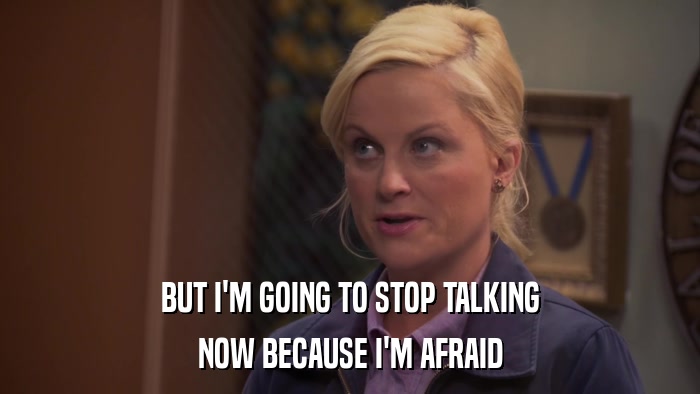BUT I'M GOING TO STOP TALKING NOW BECAUSE I'M AFRAID 