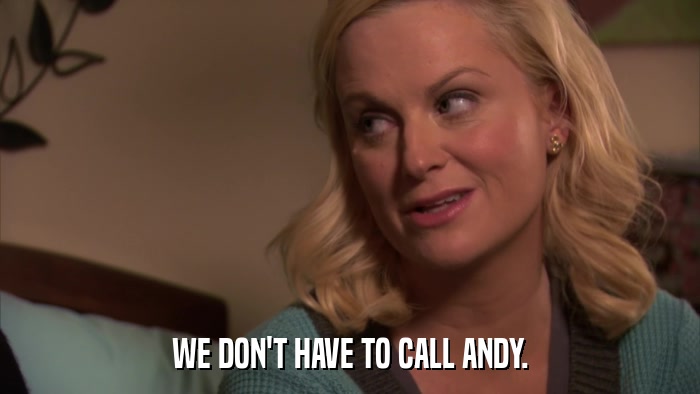 WE DON'T HAVE TO CALL ANDY.  
