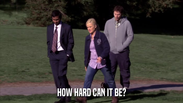 HOW HARD CAN IT BE?  