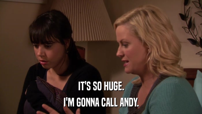 IT'S SO HUGE. I'M GONNA CALL ANDY. 