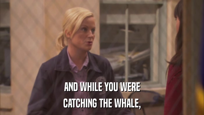 AND WHILE YOU WERE CATCHING THE WHALE, 