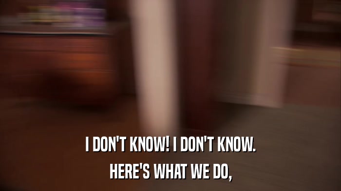 I DON'T KNOW! I DON'T KNOW. HERE'S WHAT WE DO, 