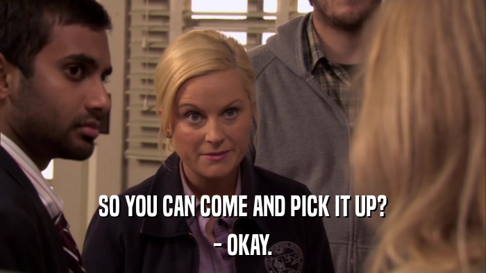 SO YOU CAN COME AND PICK IT UP? - OKAY. 